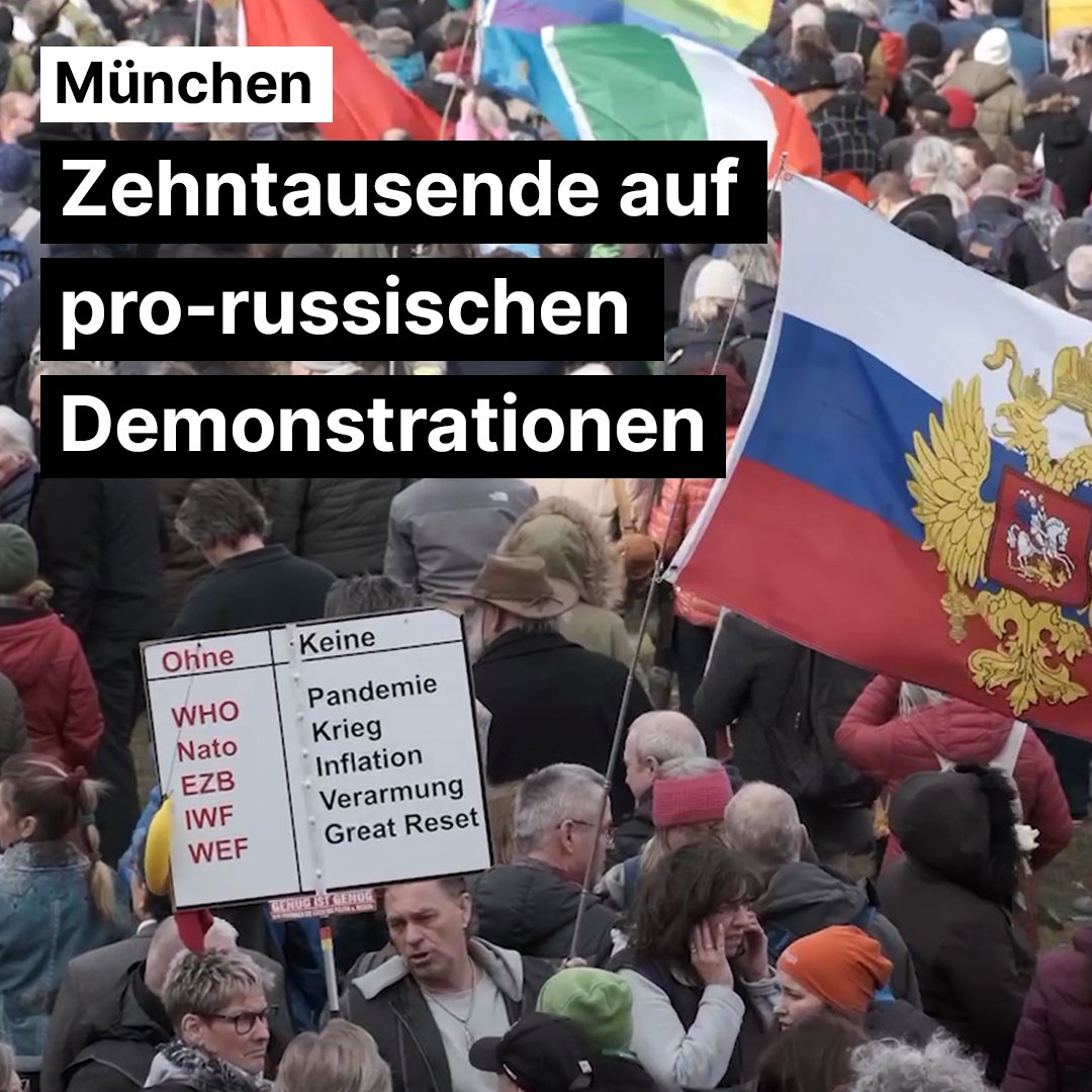 Pro-russische & antisemitische Verschwörungserzählungen: Zehntausende bei verschwörungsideologischer Demonstration gegen die Münchner Sicherheitskonferenz. Darunter auch Rechtsextreme, AfD-Abgeordnete, Jürgen Todenhöfer & Dieter Dehm von „Die Linke“ #muc1802