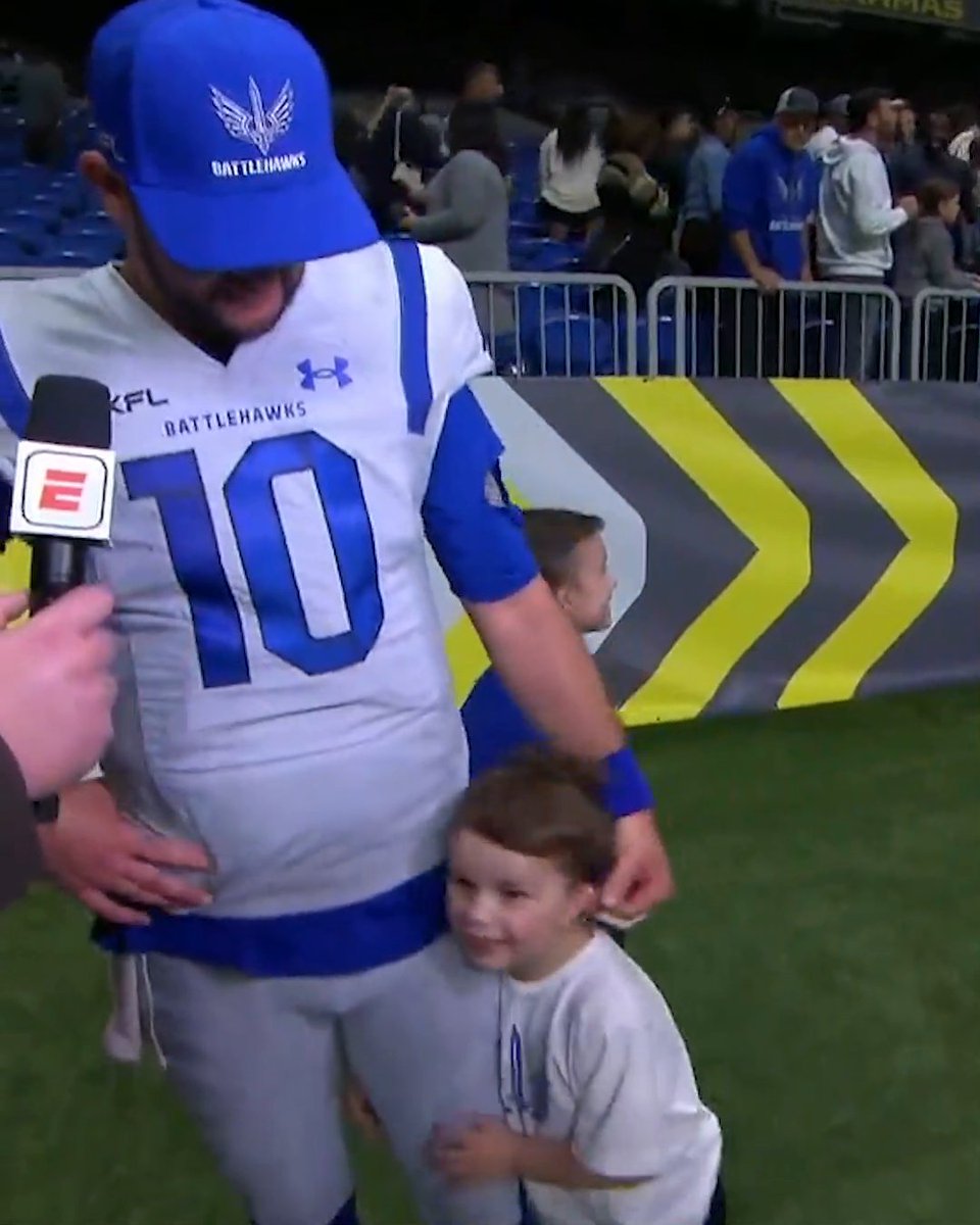 AJ McCarron was emotional after celebrating the St. Louis Battlehawks' comeback win with his kids โค๏ธ AJ McCarron | XFL