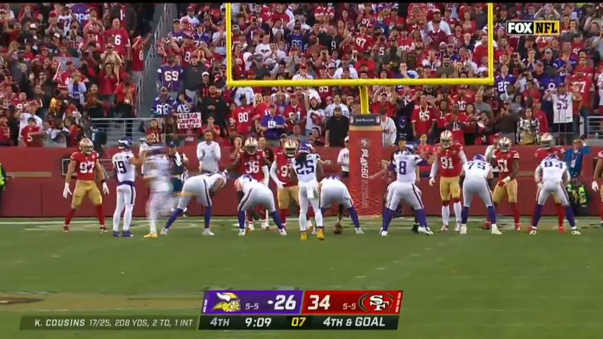 When Kirk Cousins had 𝗡𝗢 𝗜𝗗𝗘𝗔 where to line up on 4th &amp; goal 💀 📽️: FOX Sports: NFL | #NFL