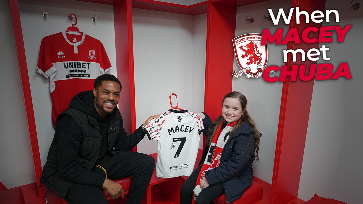 𝙒𝙝𝙚𝙣 𝙈𝙖𝙘𝙚𝙮 𝙈𝙚𝙩 𝘾𝙝𝙪𝙗𝙖 👋 We surprised 7-year-old #Boro fan Macey - star of a viral video when she received her first ever Season Card at Christmas - with the help of her favourite player... Early Bird Season Cards now on sale 🎟👇 @cakpom #Erimus #WeShallBe #UTB