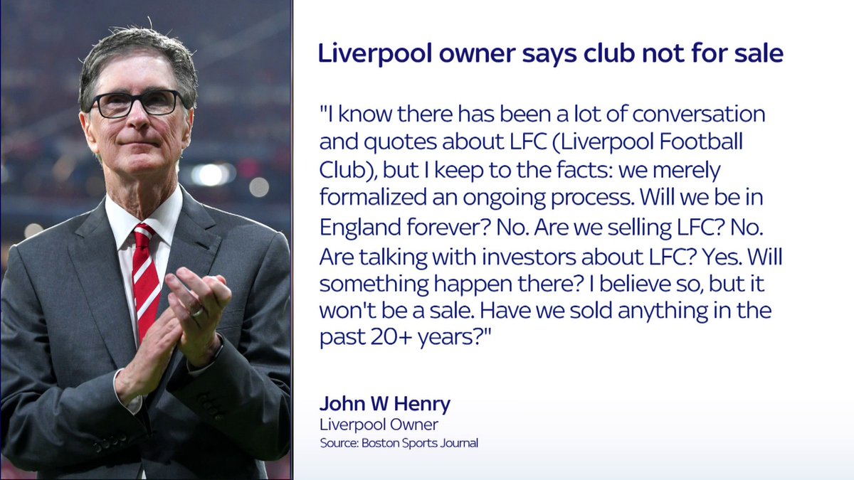 Liverpool owner John Henry says he is not selling the club ❌
