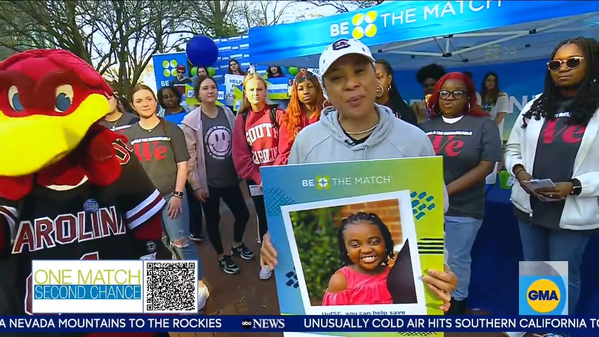 “My sister was diagnosed three years ago with leukemia. All of our siblings got tested and fortunately for my sister, my brother was a perfect match.” South Carolina Women's Basketball's Coach dawnstaley on why more people should join the #BeTheMatch registry. #GMASwab2Save
