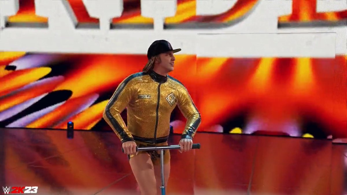 BROOOOOOOOO!!!! WHAT AN ENTRANCE! 🛴 Matthew Riddle entrance exclusive shown on #WWE2KShowDown! #WWE2K23
