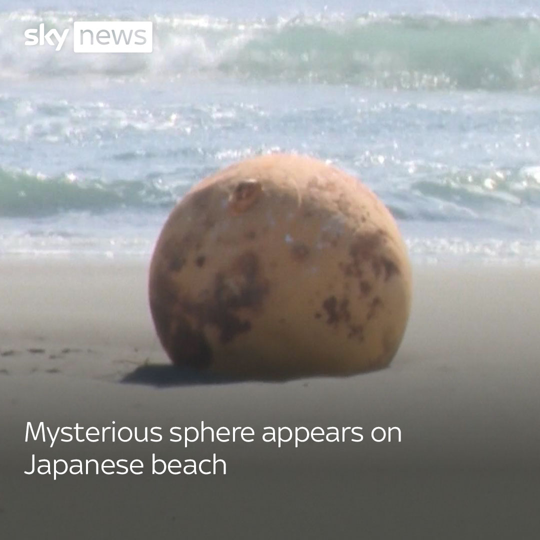 A mysterious large, metal ball has washed up on a beach in Japan, baffling the authorities and residents. Read more: