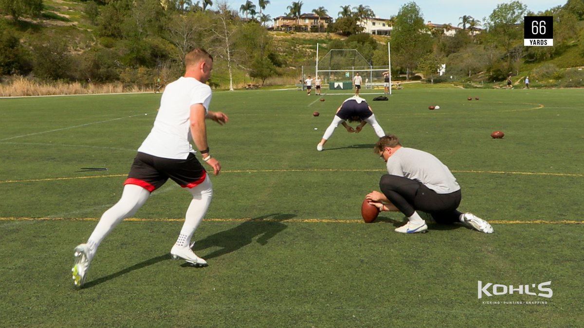 Back him up. ✅ 66 Yards NFL Draft prospect Chad Ryland (Maryland Football) backs up to 66 yards in prep for the 2023 #NFLCombine. #KohlsElite // #KohlsTraining