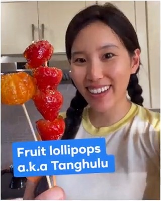 The key to making tanghulu -AKA fruit lollipops- is making it wrong the first few times. It’s called p-r-a-c-t-i-c-e. 😬🍭