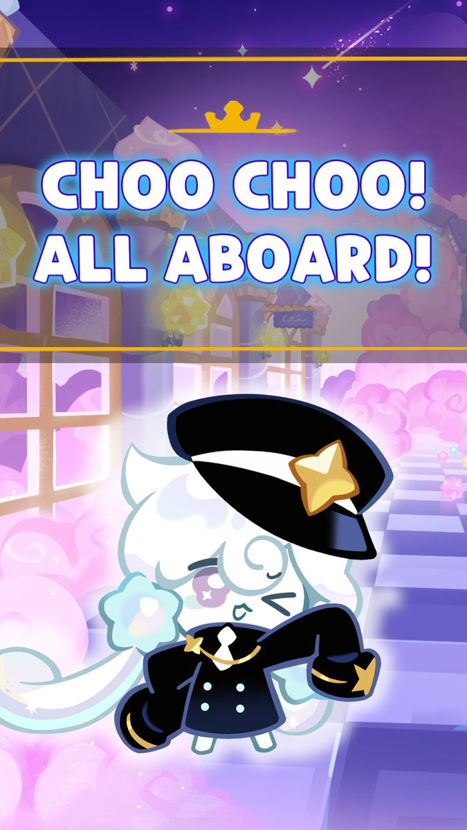 Choo choo! Your train conductor has arrived! What's your favorite #MilkyWayCookie quote? ✨ #CookieRun #CookieRunKingdom
