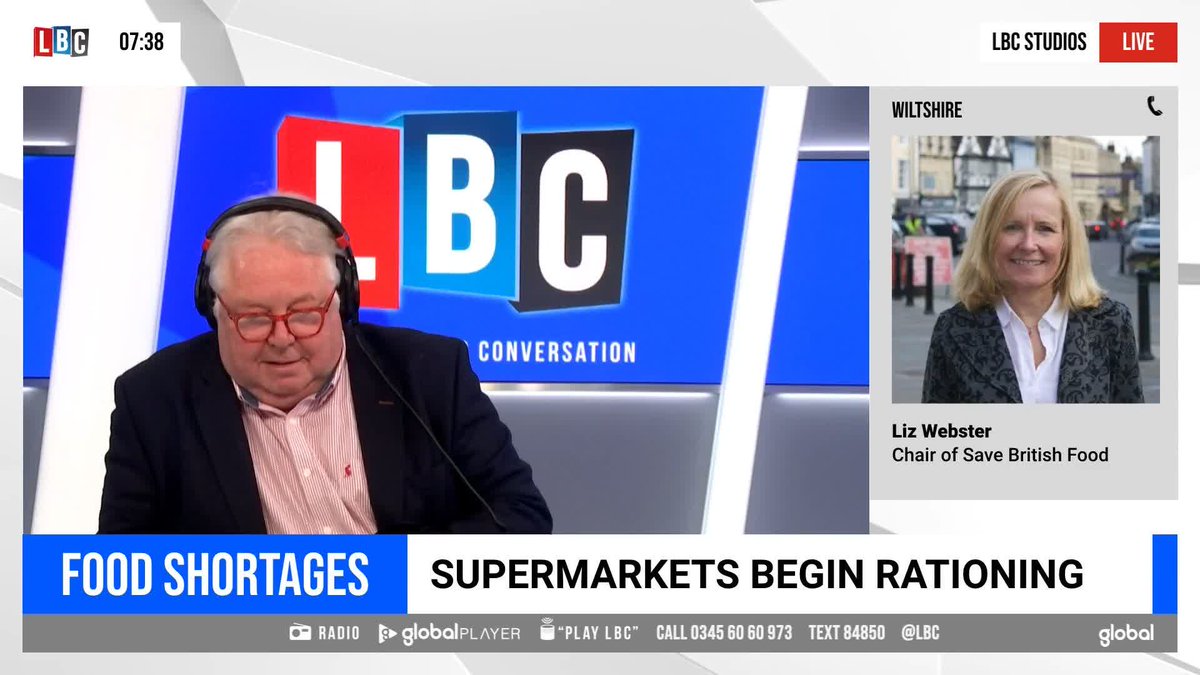 'It gives me sleepless nights Nick.' Blaming the government for 'the Brexit they chose', @LizWebsterLD says the only solution to food rations is getting back into the single market and the customs union 'as quickly as possible'. Nick Ferrari