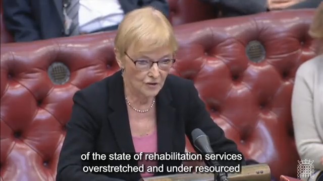 'The CSP survey paints a dismal picture of the state of rehabilitation services, over-stretched and under-resourced...' Loss of rehab space, an issue raised by the CSP, was discussed during oral questions in the House of Lords, full clip: #RightToRehab