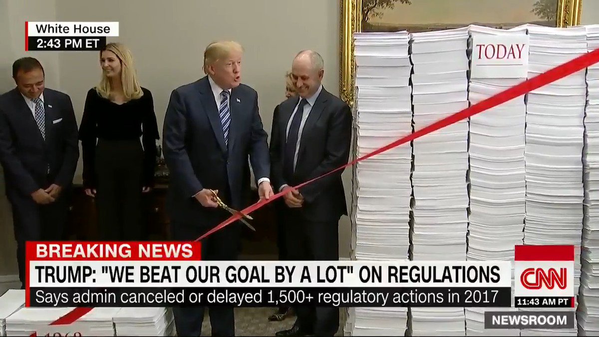 For no reason, here’s a clip of Donald Trump signing on to rollbacks of safety regulations with his Secretary of Transportation standing behind him in support.