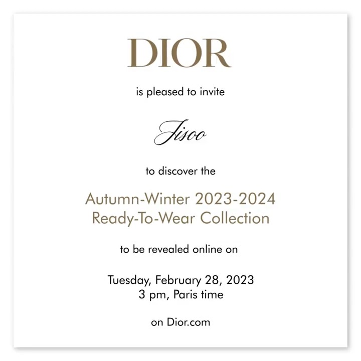 Guess who's coming to the #DiorAW23 show? Join your favorite stars like JISOO, Charlize Theron, and Gal Gadot for the fast approaching unveiling by creating now your own personalized e-vite when you tap on the card!