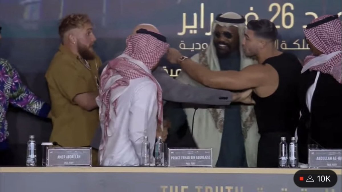 ‼️ Jake Paul vs Tommy Fury kicks off at the press conference as the pair shake hands on an “all or nothing” deal for their fight this weekend…