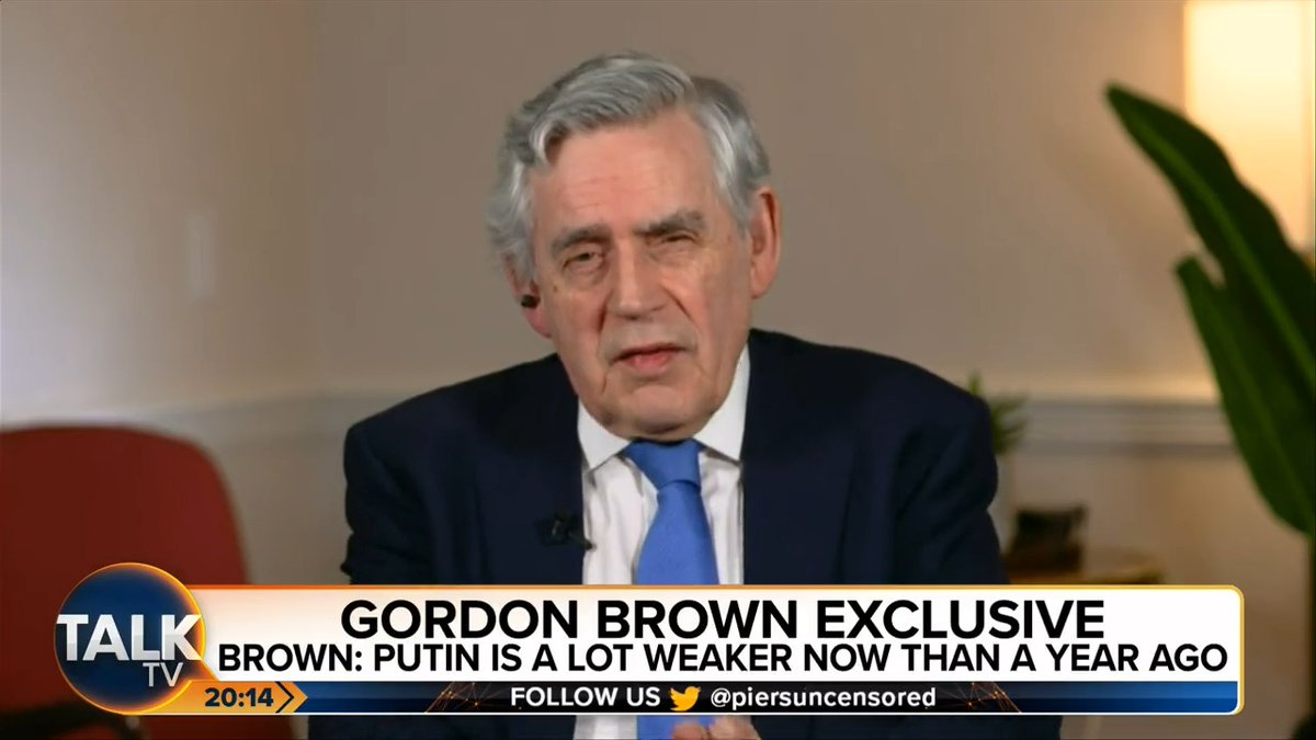 Gordon Brown says Putin could stand trial for war crimes "in a few weeks" if the US joins Europe's push for legal proceedings. "The key is to persuade the whole of the world that this is a crime that is completely unacceptable in the modern world."