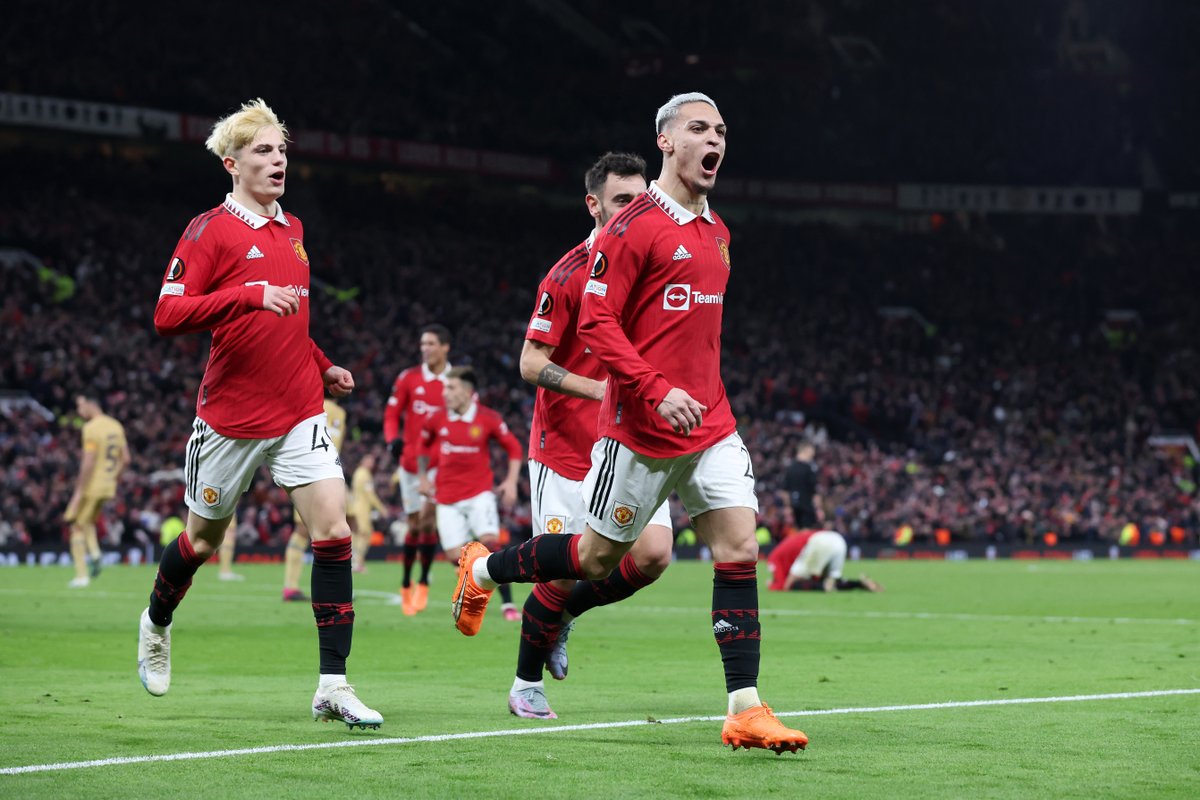Antony nets his sixth goal of the season and it's 𝐀𝐃𝐕𝐀𝐍𝐓𝐀𝐆𝐄 Manchester United in the tie 💥 #UEL