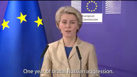 One year of brutal Russian aggression. One year of heroic Ukrainian resistance. One year of European solidarity. Ahead of us is a future of unity. You are fighting for freedom, for democracy, and for your place in the European Union. We are with you, for as long as it takes.