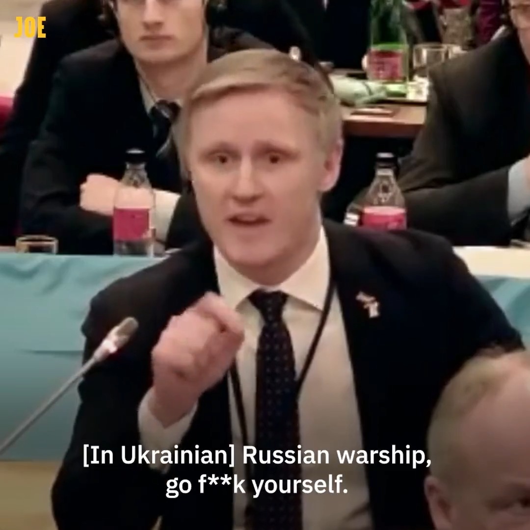 "If somebody asked me 'who are the war criminals?' I would point to the back benches in this room." This is the moment Latvian MP Rihards Kols tells the Russian delegation at the OSCE conference "Go f**k yourself".