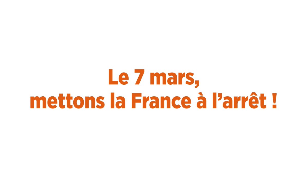 Message de @CfdtBerger "Travailleurs et travailleuses refusent le report à 64 ans. Le gouvernement continue à faire la sourde oreille face à ces manifestations historiques. Le #7mars, mettons la France à l'arrêt ! Soyons des millions dans la rue à dire #stop64ans !" #64ansCestNon