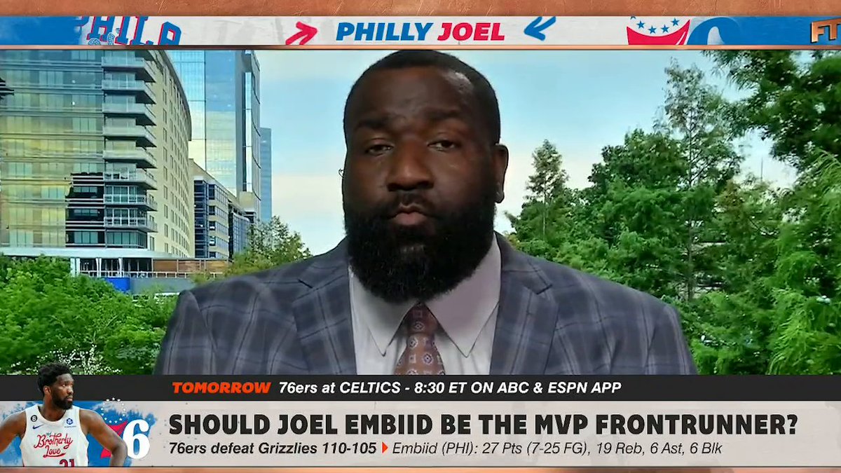 "I don't see how anyone CAN'T have [Joel Embiid] as the front-runner as far as the MVP." 👀 Kendrick Perkins