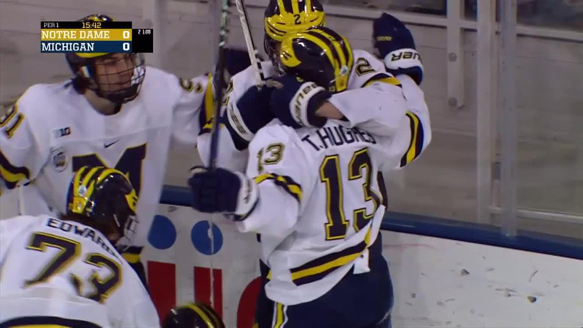 TJ Hughes goes end-to-end and Michigan leads 1-0
