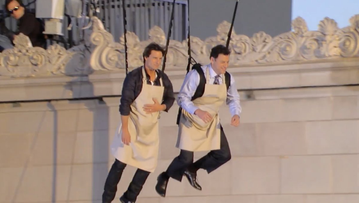 In case you were wondering, yes Tom Cruise and I do our own stunts. Tom is back on Jimmy Kimmel Live tonight! #FlashbackFriday