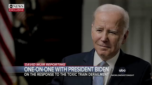 Biden smirks and immediately gets very defensive when a journalist tells him the mayor of East Palestine, Ohio, "says he saw you in Ukraine, and he says, 'It tells you he doesn’t care about us.'"