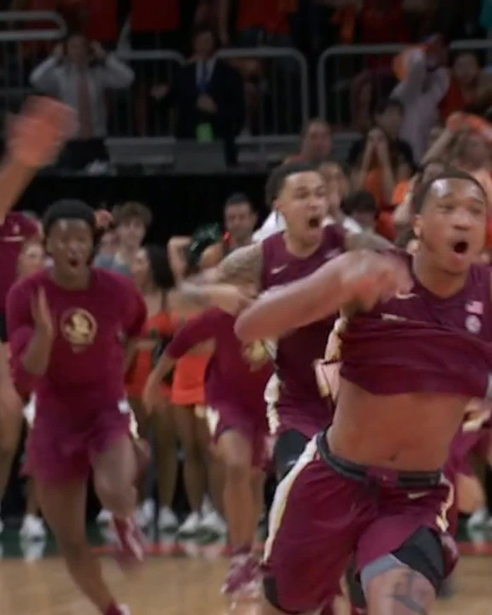 FSU AT THE BUZZER‼️ Noles rally from 25 down in the 2nd half at No. 13 Miami for the biggest comeback in ACC history!