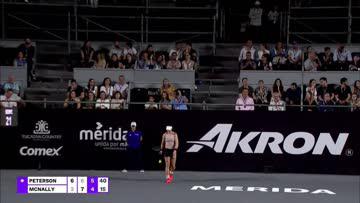 Sealed with an ace ✉️ 🇸🇪 Rebecca Peterson is through to her first final in 4 years, defeating McNally 6-2, 6-7(4), 6-4! #MéridaOpenAkron