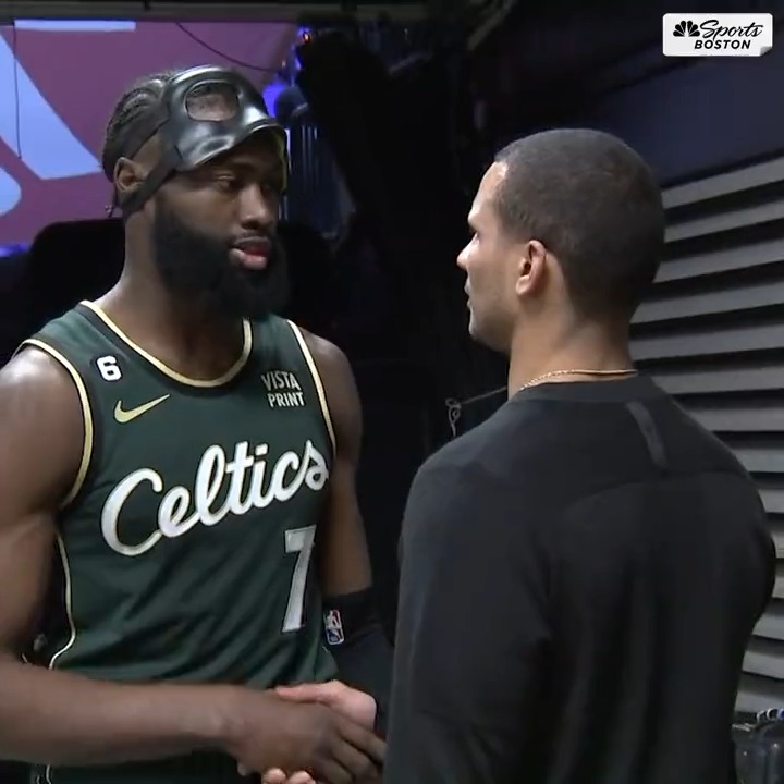 Tunnel moments ☘️ Joe Mazzulla, Jaylen Brown, Rob Williams, and Marcus Smart head into the locker room after a big win in Philly