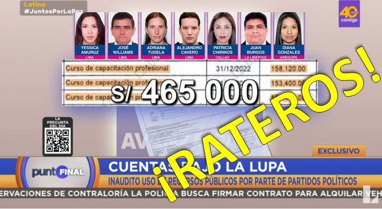 #URGENTE Detectan que Adriana Tudela, Cavero, Norma Yarrow, Patricia Chirinos, José Williams y el secretario general de Avanza País crearon una "empresa" de fachada en solo 15 días para ROBAR CASI MEDIO MILLON DE SOLES al estado. ¡Tipifica como organización criminal! #PuntoFina