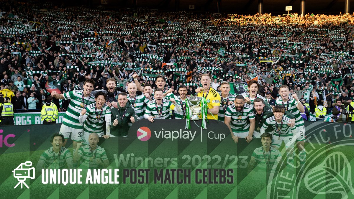🏆🎥 Post Match Unique Angle Celebrations! Get in amongst the players celebrating on the pitch and in the Celtic Football Club dressing room as the Hoops lift the #ViaplayCup for the 21st time! 😍 A must watch for all Celtic fans! #CELRAN | Celtic Football Club | #COYBIG🍀