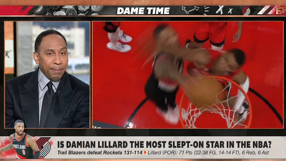 “Damian Lillard is one of the greatest guards to have ever played in NBA history. ... In today’s game … tell me one guard you want, other than Steph Curry ... more than Damian Lillard? I can’t think of anybody.” —Stephen A Smith