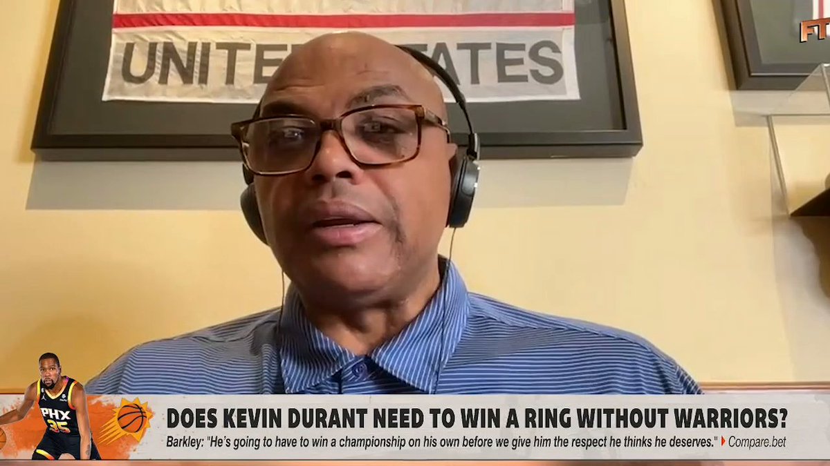 "[LeBron] says, 'I had to win a championship without D-Wade to get old heads' respect.' Kobe Bryant says, 'I have to win a championship without Shaq to get these old heads off my back.' I hold Kevin Durant to the same criteria." 🗣️ Charles Barkley