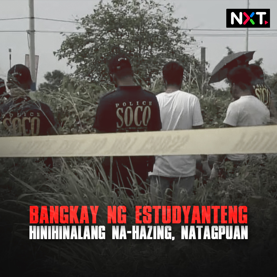 Natagpuan sa Cavite ang bangkay ng isang college student na hinihinalang nabiktima ng hazing. Ayon sa kaniyang pamilya, mahigit isang linggo nang nawawala ang biktima. Natunton ang kinaroroonan ng bangkay matapos ituro ng isang suspek ang lokasyon nito. #NXT