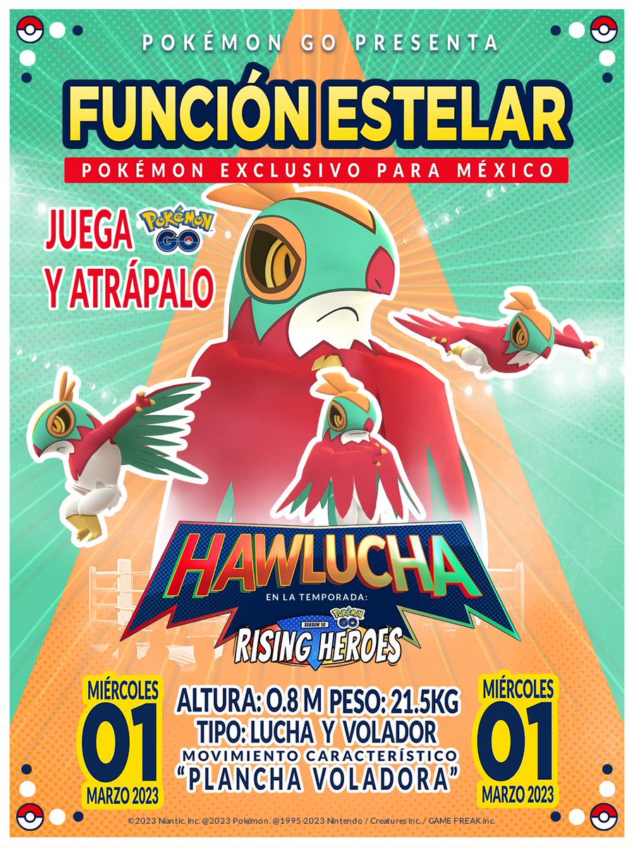🚨 En esta esquina... 🚨 Este Pokémon siempre adopta una pose justo antes de dar el tiro de gracia 😎 ¡Encuentra a Hawlucha en #PokemonGO y vive su aventura en México a partir del 1 de marzo!