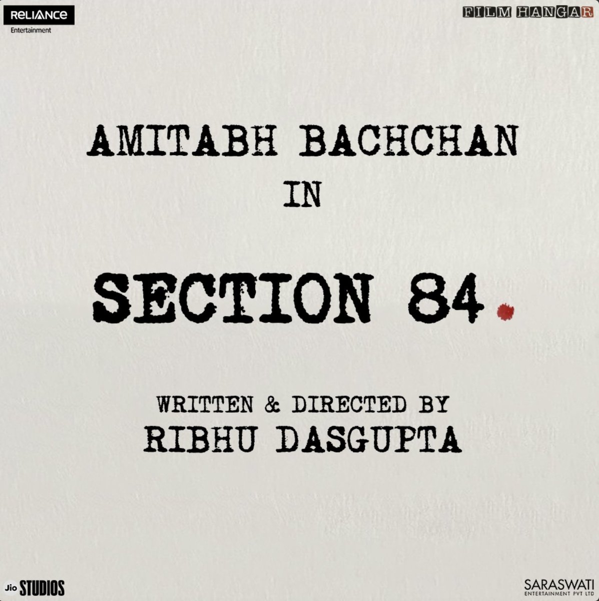 T 4572 - .. a delight once again to be in the company of distinguished creative minds for this new venture , and the challenge it provokes, for me .. #Section84 Ribhu Dasgupta Reliance Entertainment Film Hangar #SaraswatiEntertainment Jio Studios