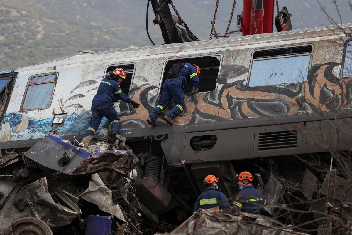 At least 36 people were killed after a train with 350 passengers aboard collided with a freight train in northern Greece. Two of the carriages “basically don’t exist anymore,” a regional governor said.