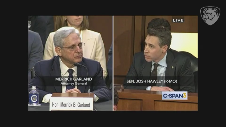 Sen. Josh Hawley destroys Garland Mark Houck arrest: "You used an unbelievable show of force with guns, that I just note, liberals usually decry. We're supposed to hate long guns and assault-style weapons, you're happy to deploy them against Catholics and innocent children."
