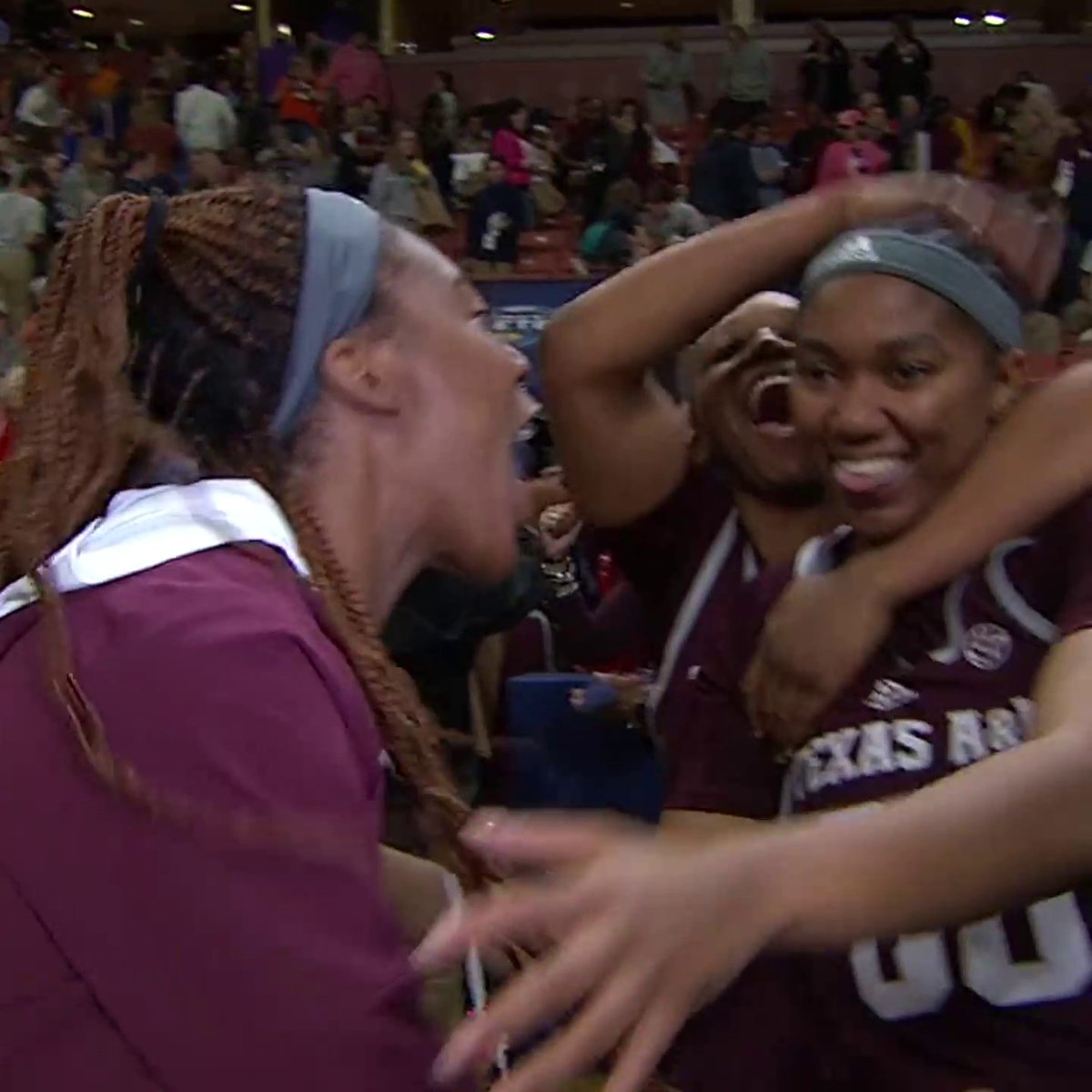 Sydney Bowles put up a career-high 22 Pts in A&amp;M's win over Vandy. The squad was hype 😂 Texas A&M Women's Basketball