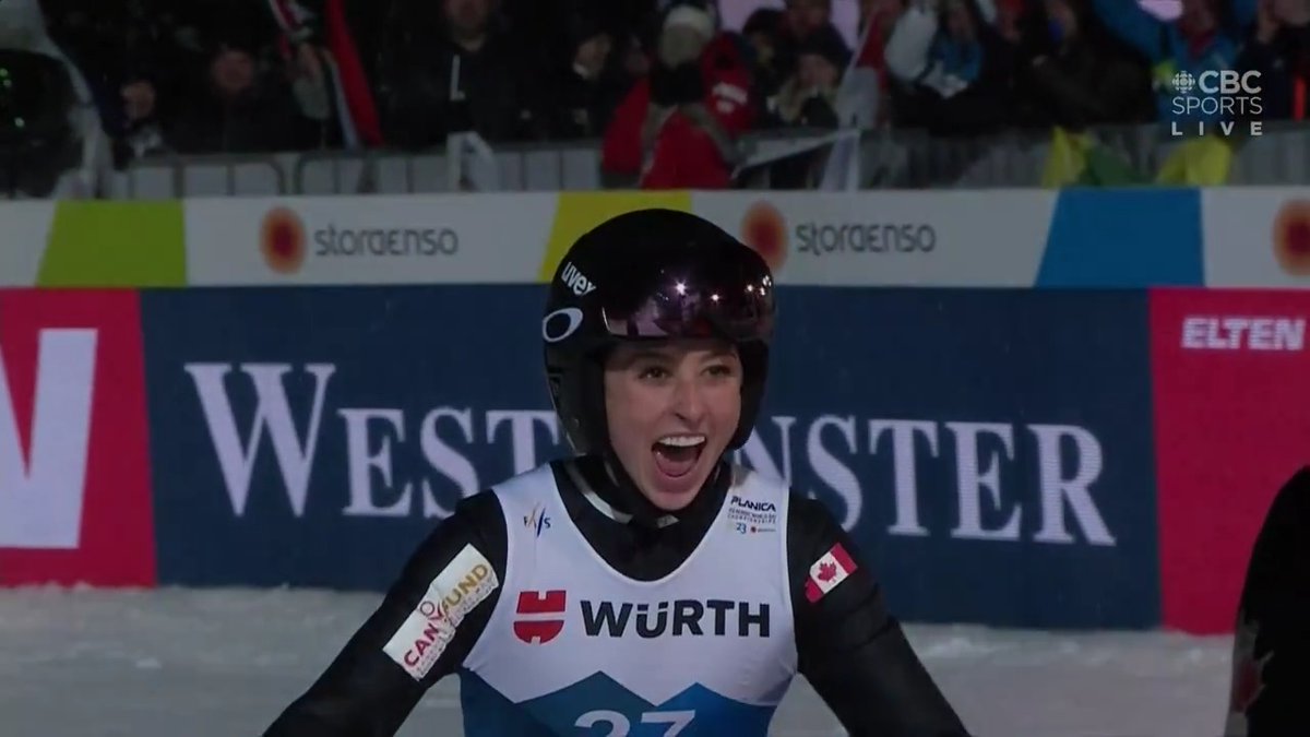 ALEX LOUTITT IS A WORLD CHAMP 🇨🇦🥇 The 19-year-old from Calgary wins the ski jumping world championships in Planica, Slovenia, flying to 264.4 total points