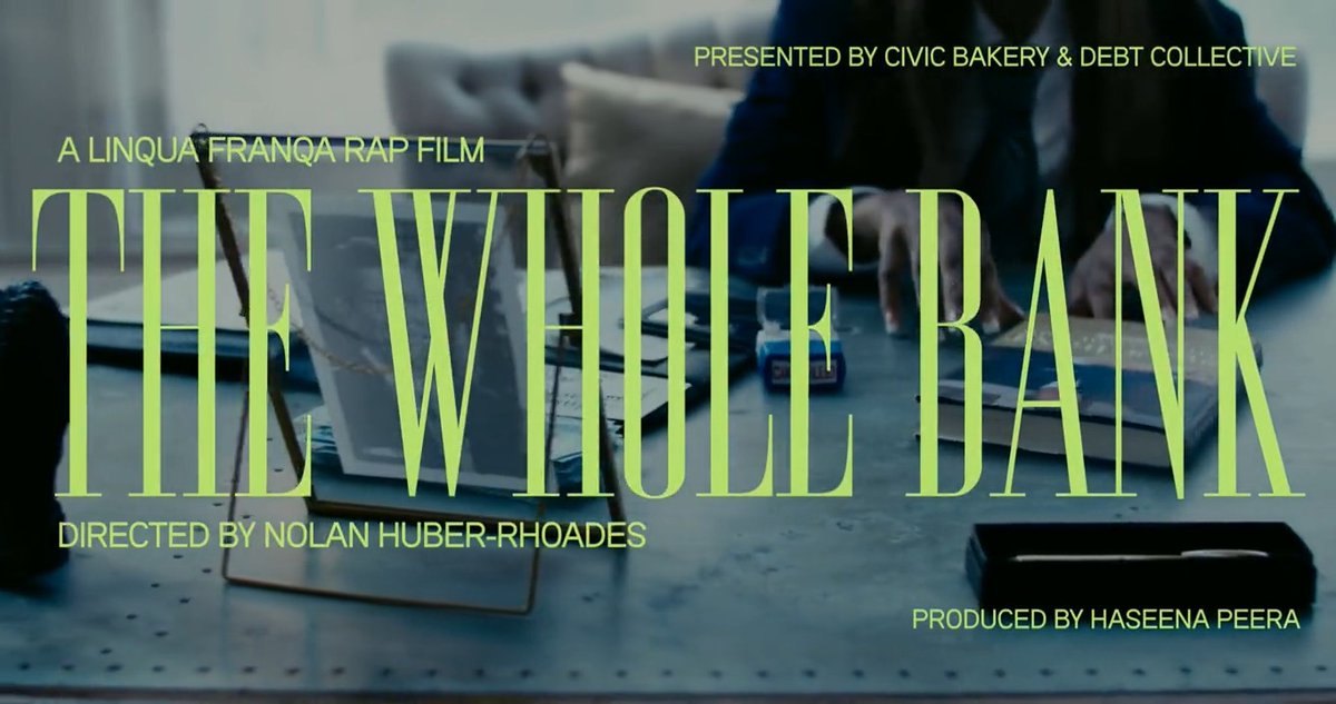 🎵 NEW MUSIC VIDEO 🎵 "The Whole Bank" by Rapper/The Debt Collective 🟥 member Linqua Franqa just premiered on Democracy Now!: