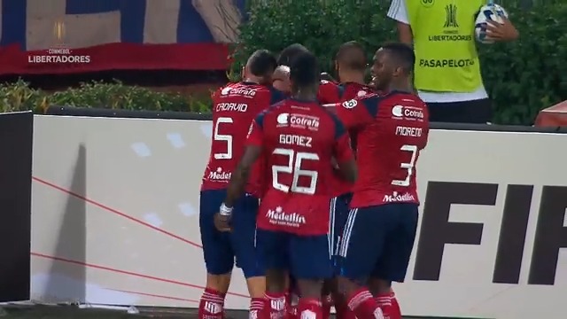 🔴🔵 ¡El primer gol de DIM! Jordy Monroy abrió la cuenta en el triunfo del Rojo para seguir en la CONMEBOL #Libertadores 🇨🇴🔝 #GloriaEterna