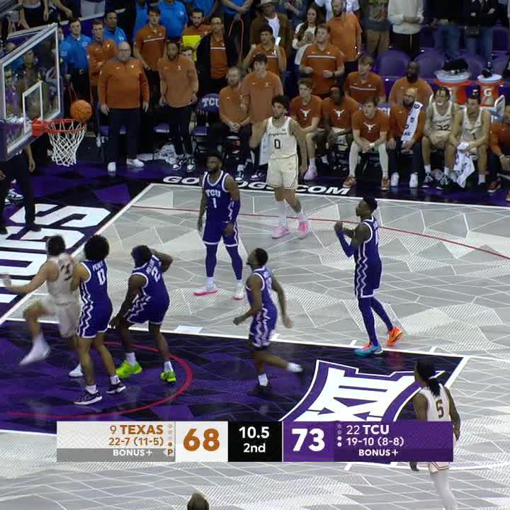 The No. 22 Horned Frogs seal the win over No. 9 Texas with an exclamation‼️ TCU Men's Basketball