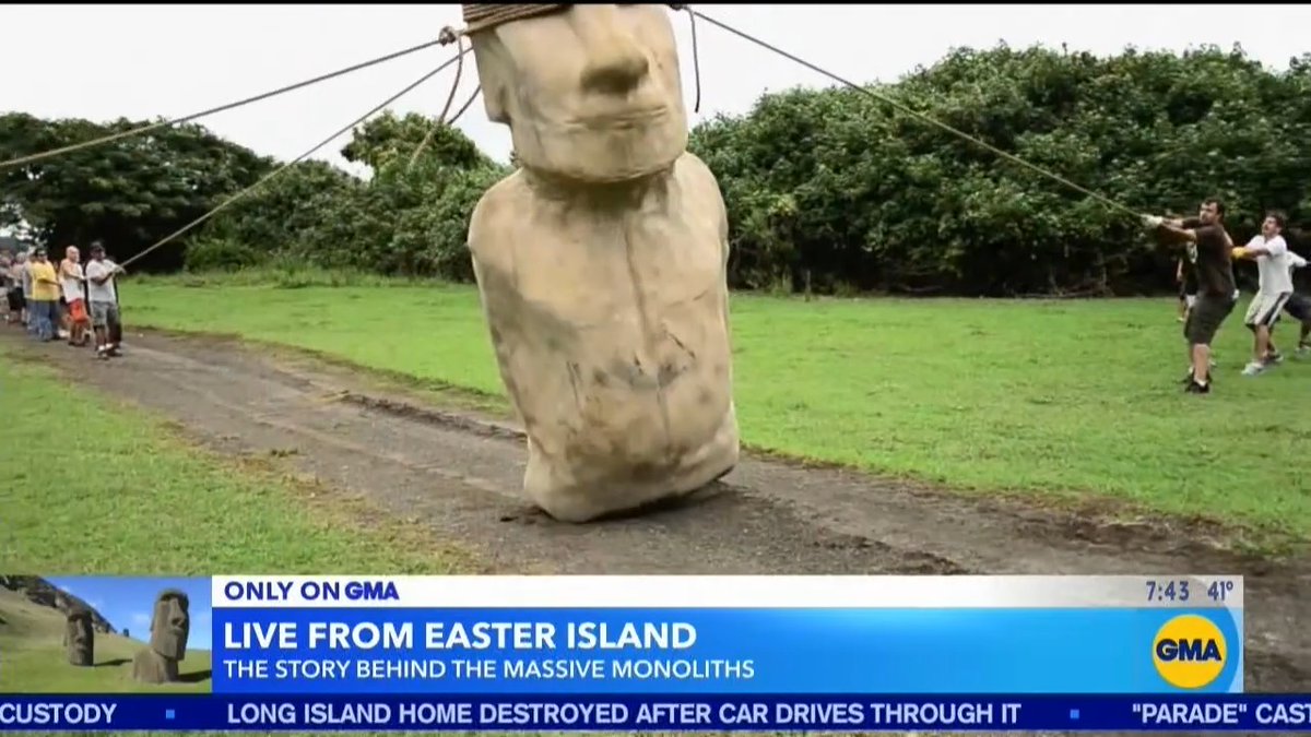 .Michael Strahan is LIVE in 📍Easter Island, bringing us the history of the Moai! The statues are an important symbol to the Rapa Nui people across the coast, but they face a growing threat from climate change.