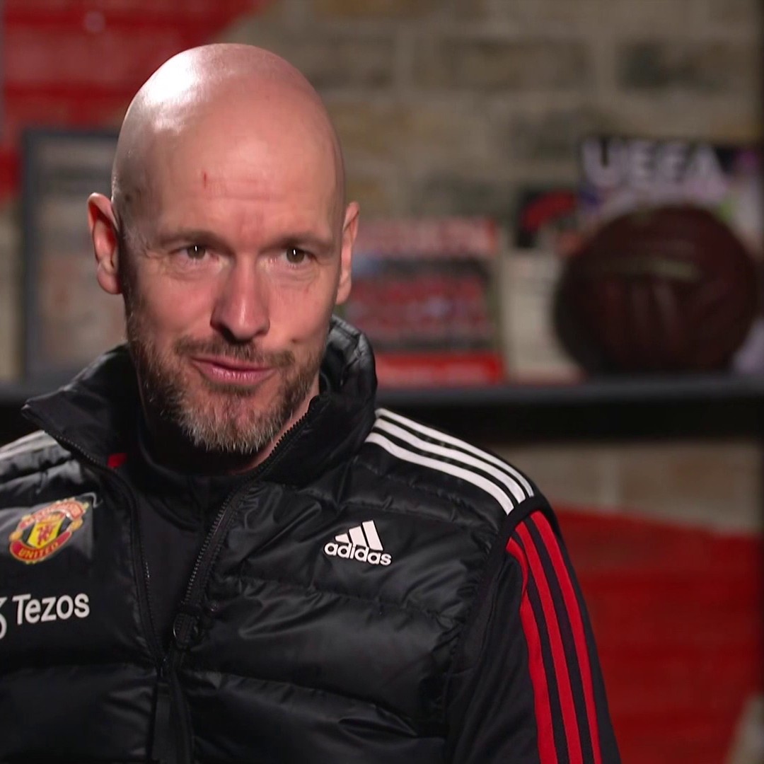 "We're not talking about that." 🤐 Erik ten Hag plays down the chances of #MUFC winning the quadruple this season 🔴