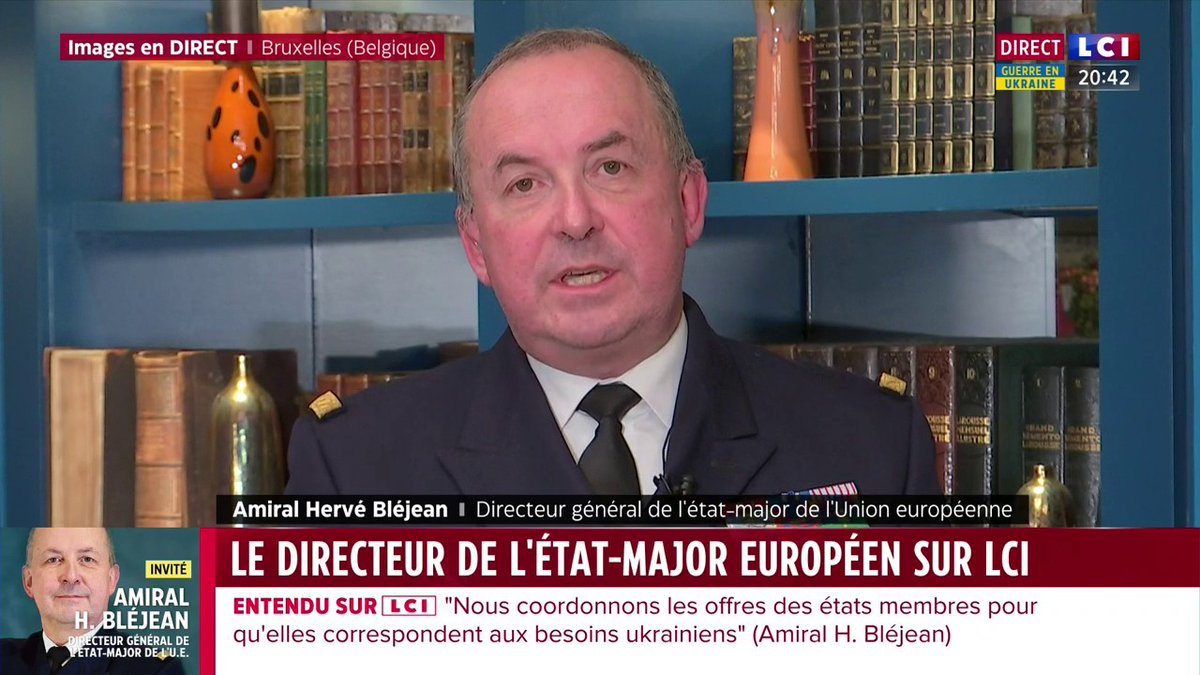 🔴🗣️ "Il faut inciter les Etats membres à regarder tout ce qu'ils peuvent encore puiser dans leurs stocks. Notre soutien à l'Ukraine est inconditionnel." Amiral Hervé Bléjean, directeur de l'état-major européen sur #La26