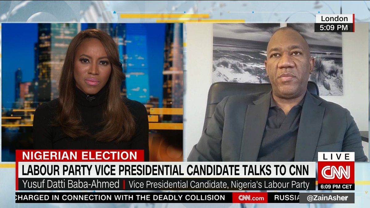 "I do not trust our court system anymore. #Nigeria is suffering from a series of failed promises." Yusuf Datti Baba-Ahmed, vice presidential candidate for Nigeria's LabourPartyNG party says there is a "wealth of evidence" Peter #Obi won the elections. He joins Zain Asher to discuss