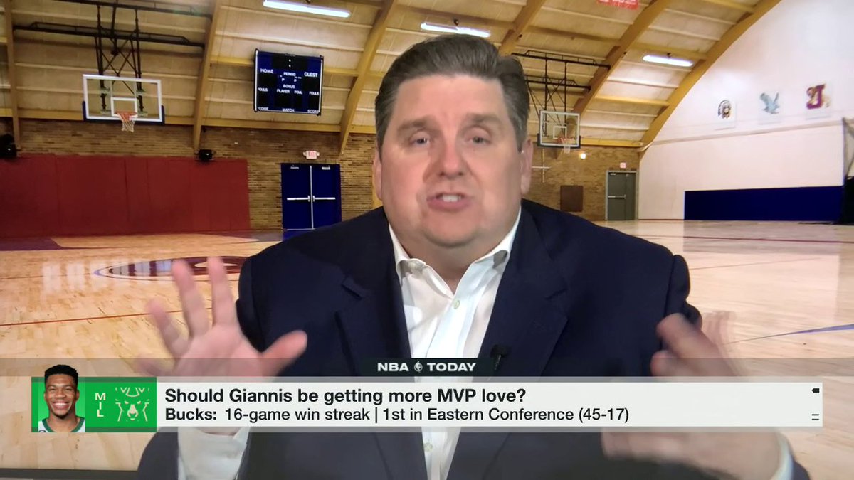 Giannis has Brian Windhorst's MVP vote right now ☑️ "This guy does so much for his team at both ends of the court. ... We've rarely seen it in the history of the league."