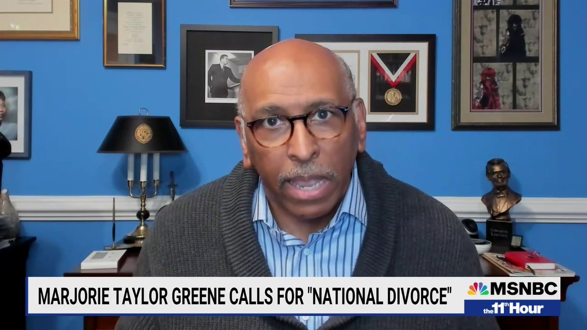.Michael Steele on Marjorie Taylor Greene's comments about a national divorce: "She has no clue what the hell she's talking about... This is the kind of crazy that requires a lot of heavy thinking because she isn't."