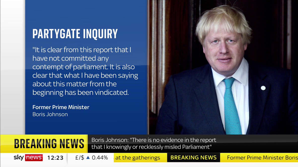 BREAKING: Former Prime Minister Boris Johnson has issued a statement following the release of the Privileges Committee's partygate report. 📺 Sky 501, Virgin 602, Freeview 233 and YouTube