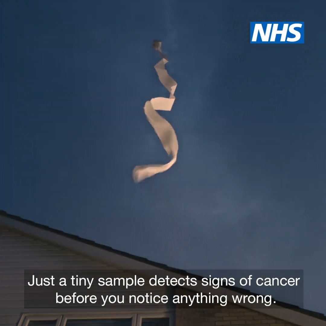 Your next poo could save your life. Just a tiny sample detects signs of cancer before you notice anything wrong. If you’re sent a bowel cancer screening kit, put it by the loo. Don't put it off. ➡️